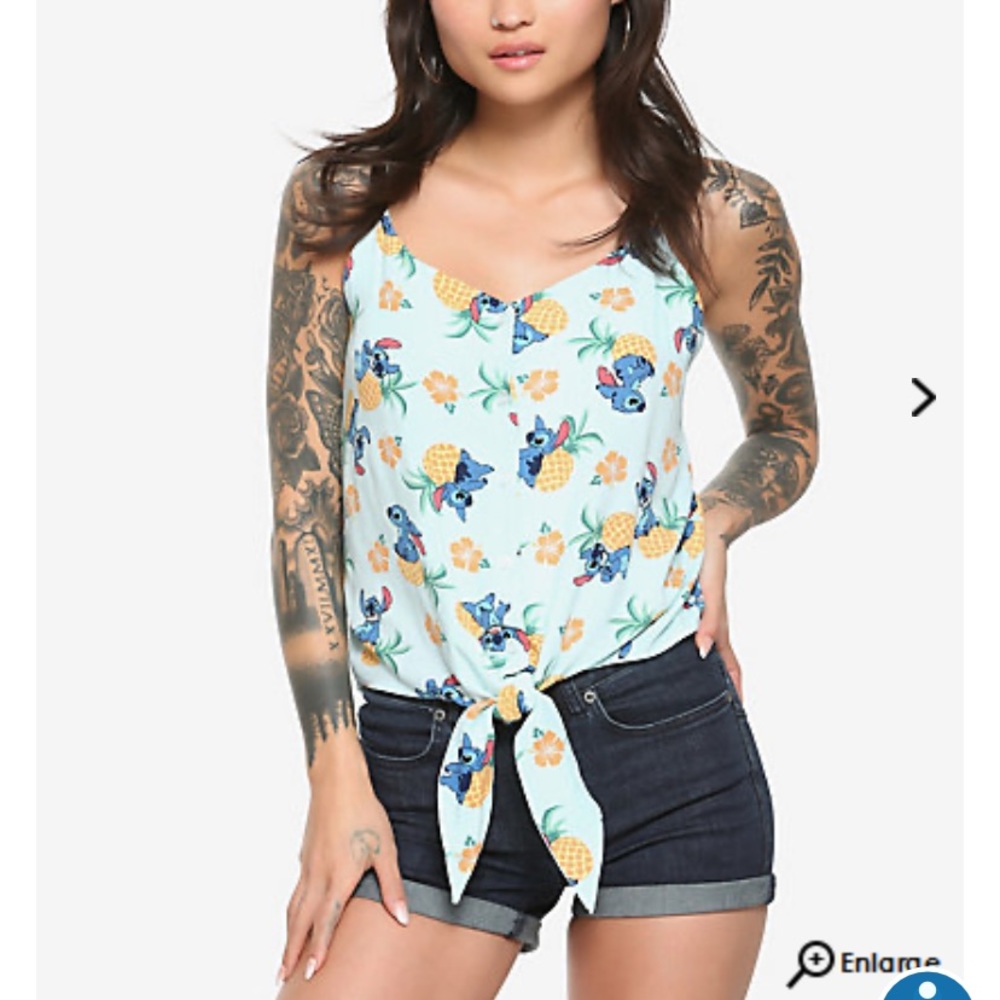 Hot topic stitch and pineapple tank top